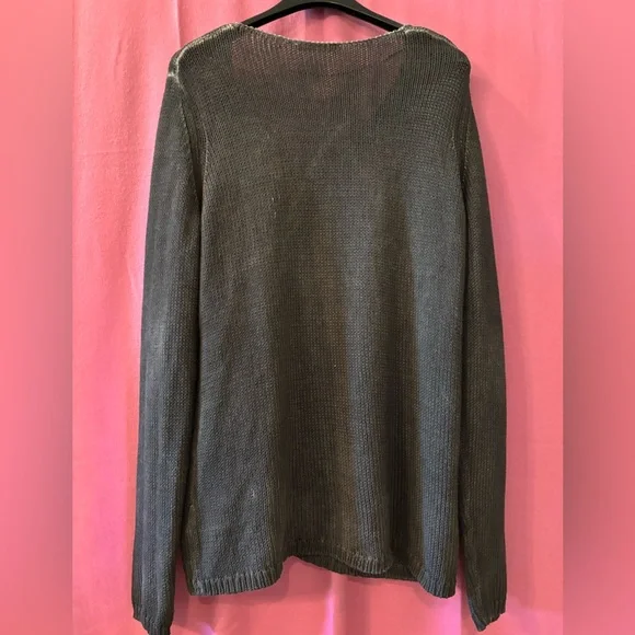 Soft Surroundings Sion Moto Sweater Gray Distressed Size Large Long Sleeve - Picture 2 of 5
